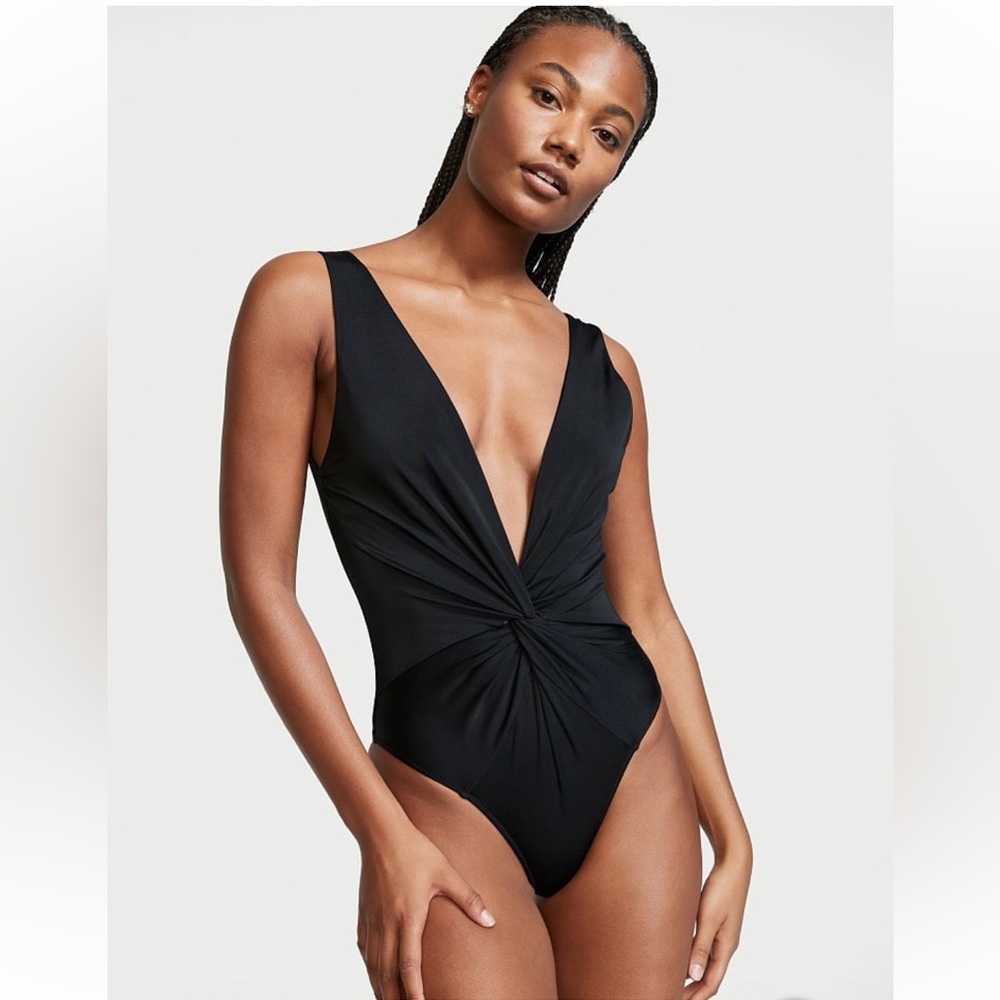 VICTORIA’S SECRET SWIM TWIST PLUNGE ONE PIECE SWIMSUIT LARGE NWOT